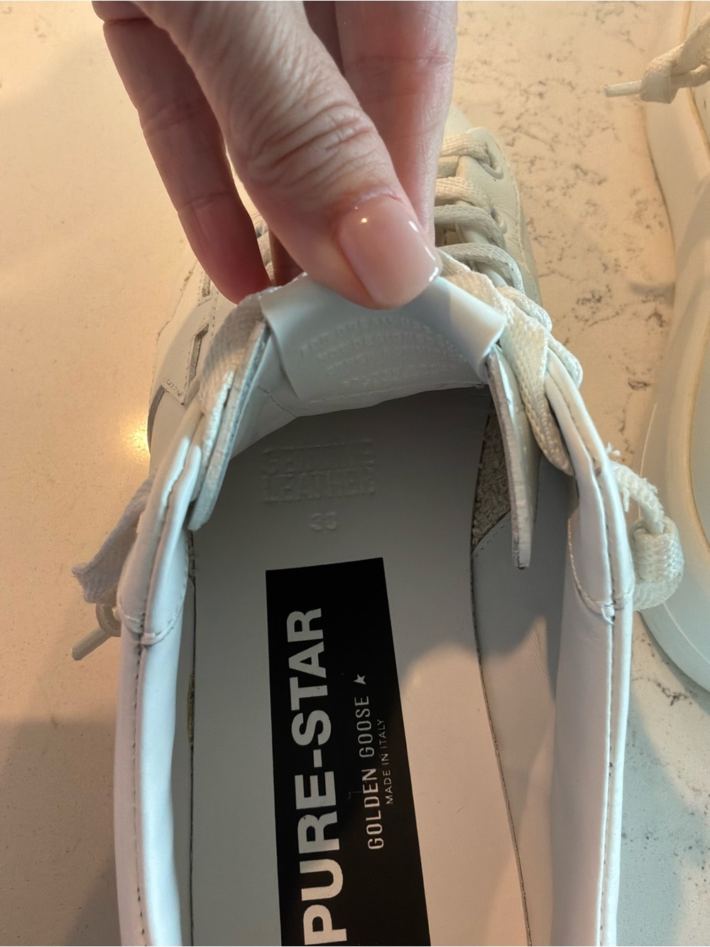 Golden Goose White Leather Sneakers with Black Heel Tab - Picture 6 of 12
